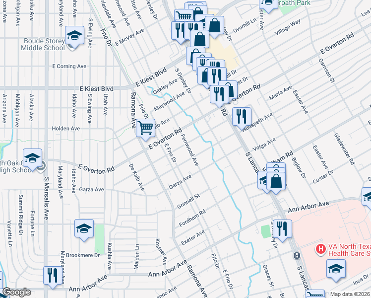map of restaurants, bars, coffee shops, grocery stores, and more near 1530 Marfa Avenue in Dallas