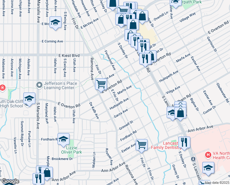 map of restaurants, bars, coffee shops, grocery stores, and more near 1503 Marfa Avenue in Dallas