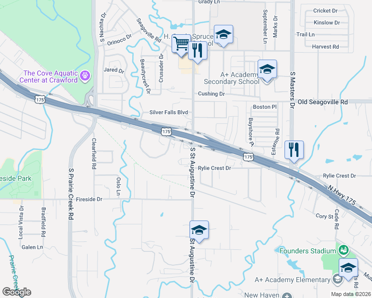 map of restaurants, bars, coffee shops, grocery stores, and more near 9531 C F Hawn Freeway in Dallas