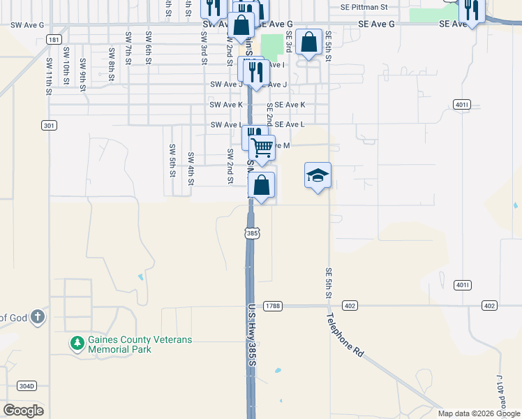 map of restaurants, bars, coffee shops, grocery stores, and more near 1601 South Main Street in Seminole
