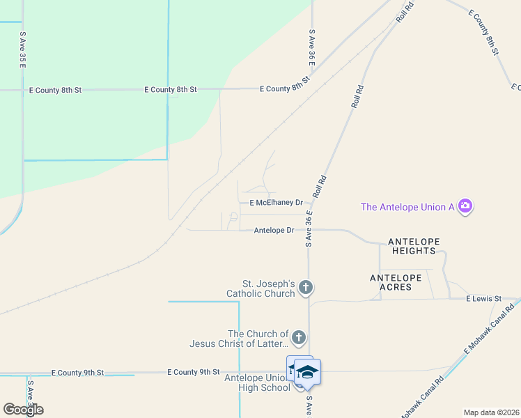 map of restaurants, bars, coffee shops, grocery stores, and more near 35757 East McElhaney Drive in Wellton
