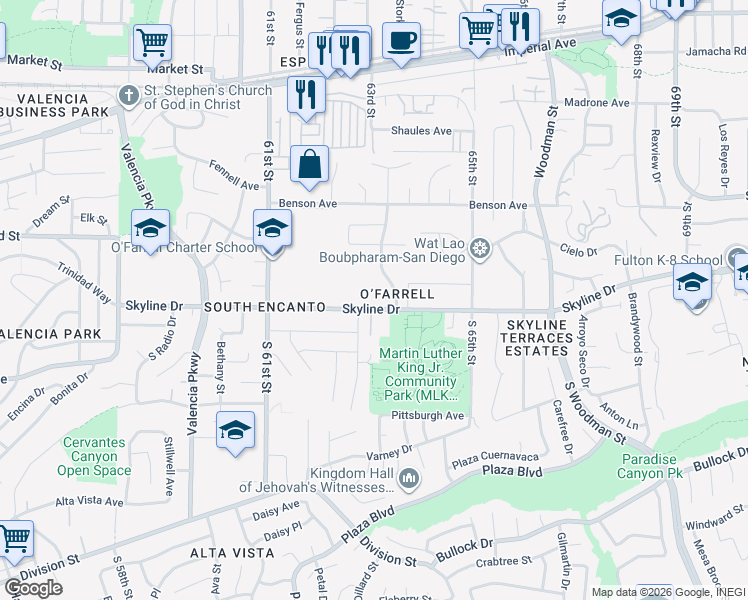 map of restaurants, bars, coffee shops, grocery stores, and more near in San Diego