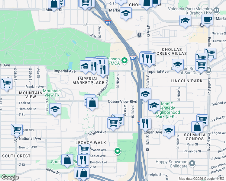 map of restaurants, bars, coffee shops, grocery stores, and more near 4434 Benfield Court in San Diego