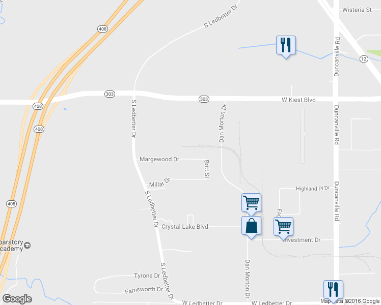 map of restaurants, bars, coffee shops, grocery stores, and more near 5703 Margewood Drive in Dallas