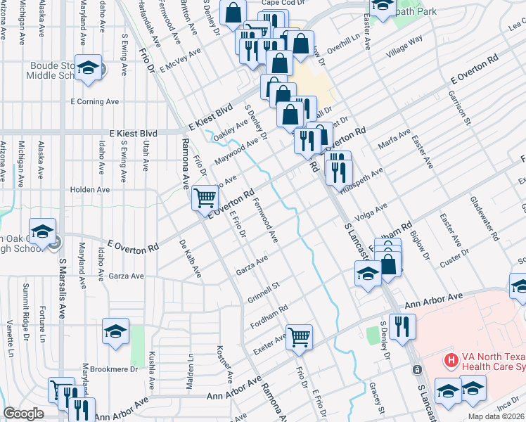 map of restaurants, bars, coffee shops, grocery stores, and more near 1530 Marfa Avenue in Dallas
