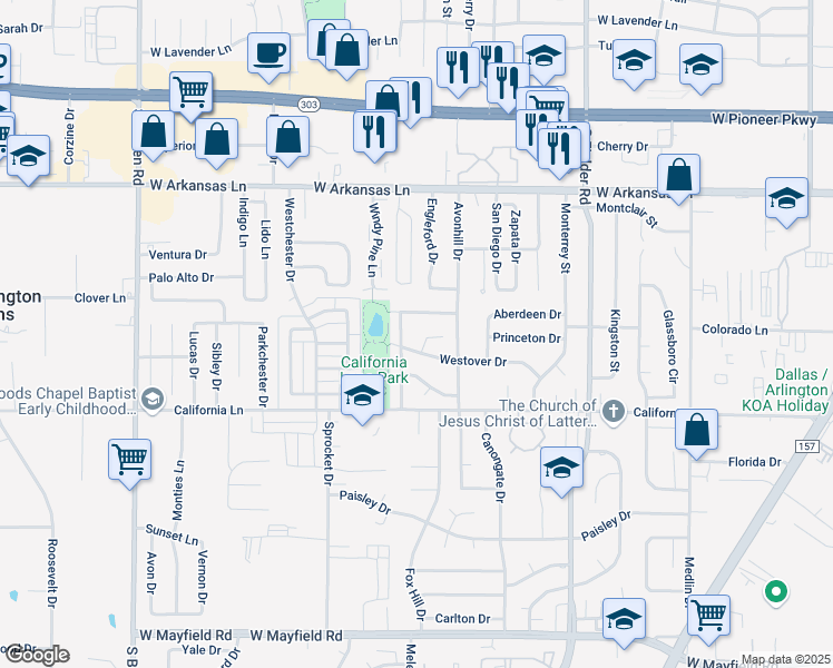 map of restaurants, bars, coffee shops, grocery stores, and more near 1919 Westover Court in Arlington