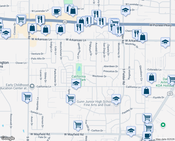 map of restaurants, bars, coffee shops, grocery stores, and more near 1919 Westover Court in Arlington