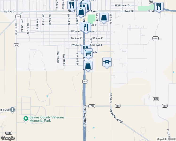 map of restaurants, bars, coffee shops, grocery stores, and more near 1603 South Main Street in Seminole