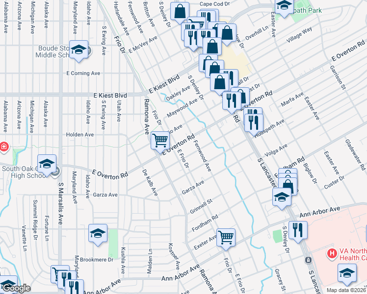 map of restaurants, bars, coffee shops, grocery stores, and more near 1503 Marfa Avenue in Dallas