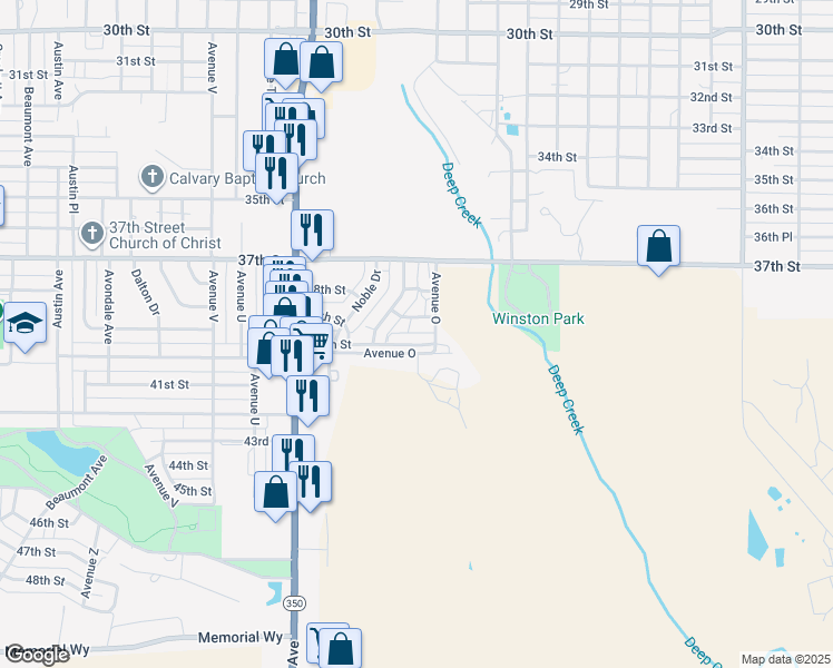 map of restaurants, bars, coffee shops, grocery stores, and more near 1501-1549 39th Street in Snyder