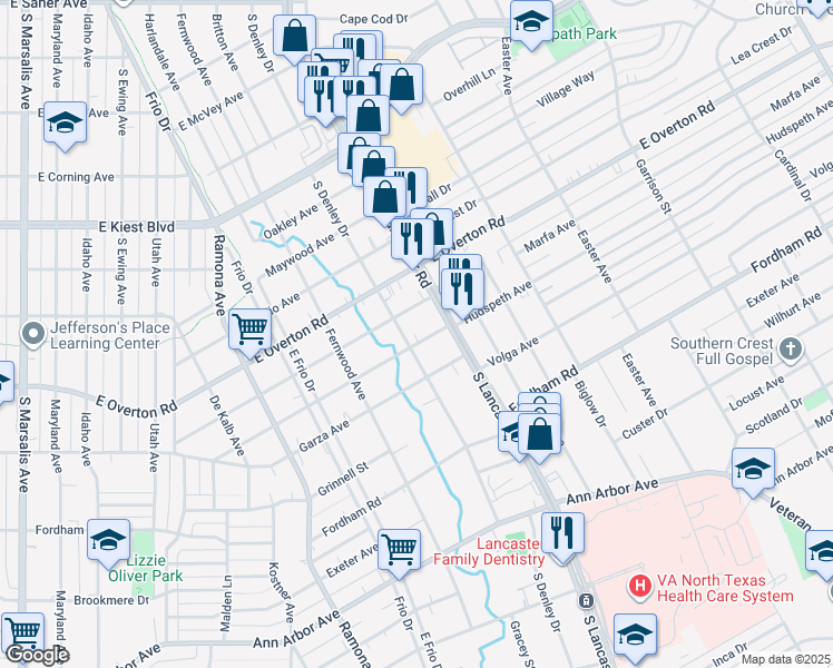 map of restaurants, bars, coffee shops, grocery stores, and more near 1718 Marfa Avenue in Dallas