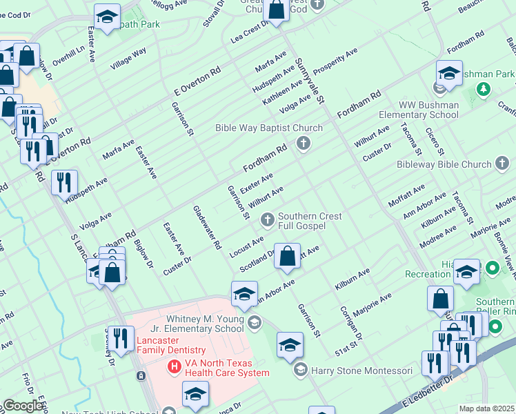 map of restaurants, bars, coffee shops, grocery stores, and more near 2318 Wilhurt Avenue in Dallas