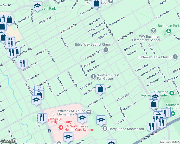 map of restaurants, bars, coffee shops, grocery stores, and more near 2318 Wilhurt Avenue in Dallas