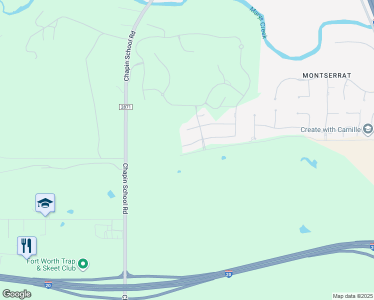 map of restaurants, bars, coffee shops, grocery stores, and more near 100 Farm to Market Road 2871 in Fort Worth