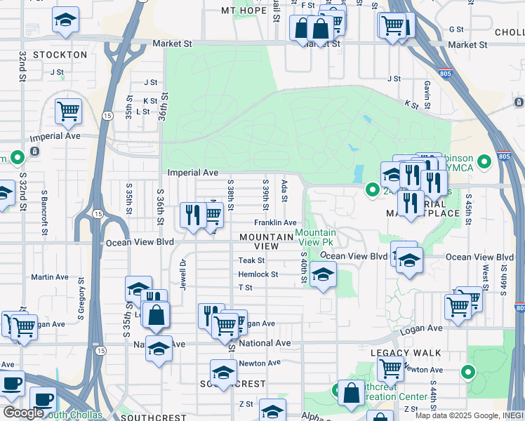 map of restaurants, bars, coffee shops, grocery stores, and more near 3871 Superior Street in San Diego