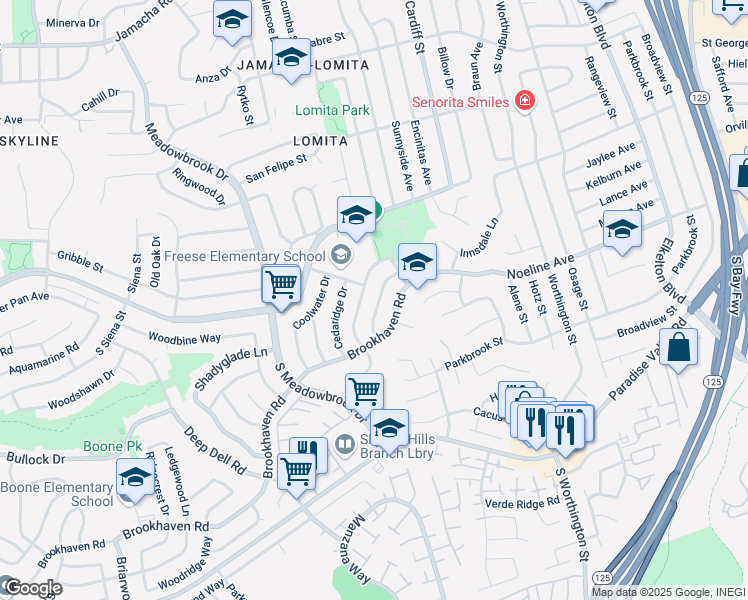 map of restaurants, bars, coffee shops, grocery stores, and more near 128 Wedgewood Drive in San Diego