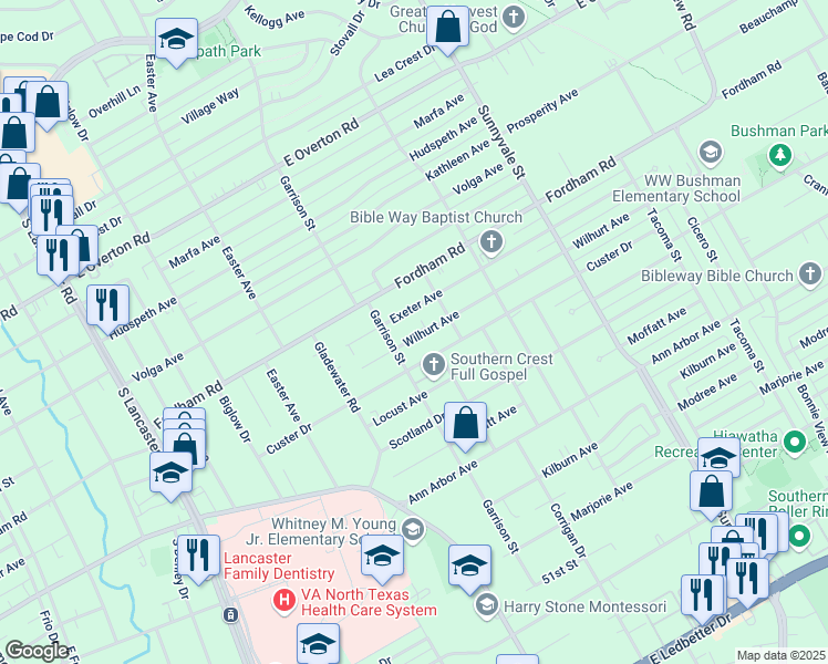 map of restaurants, bars, coffee shops, grocery stores, and more near 2323 Wilhurt Avenue in Dallas