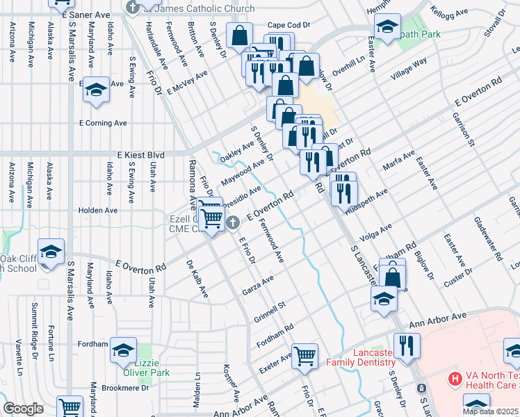 map of restaurants, bars, coffee shops, grocery stores, and more near in Dallas