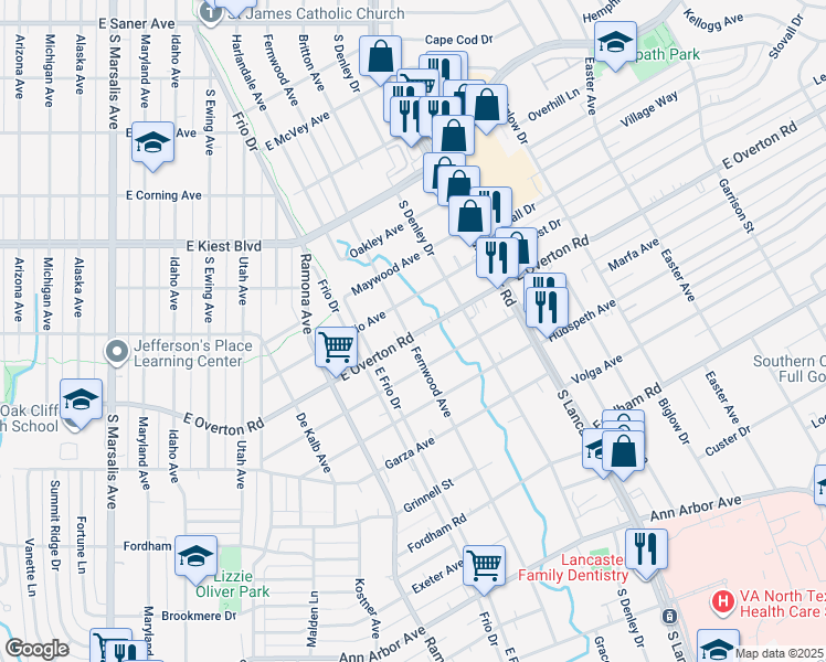 map of restaurants, bars, coffee shops, grocery stores, and more near in Dallas