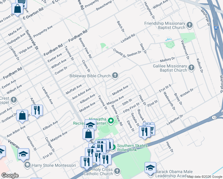 map of restaurants, bars, coffee shops, grocery stores, and more near 3010 Kilburn Avenue in Dallas
