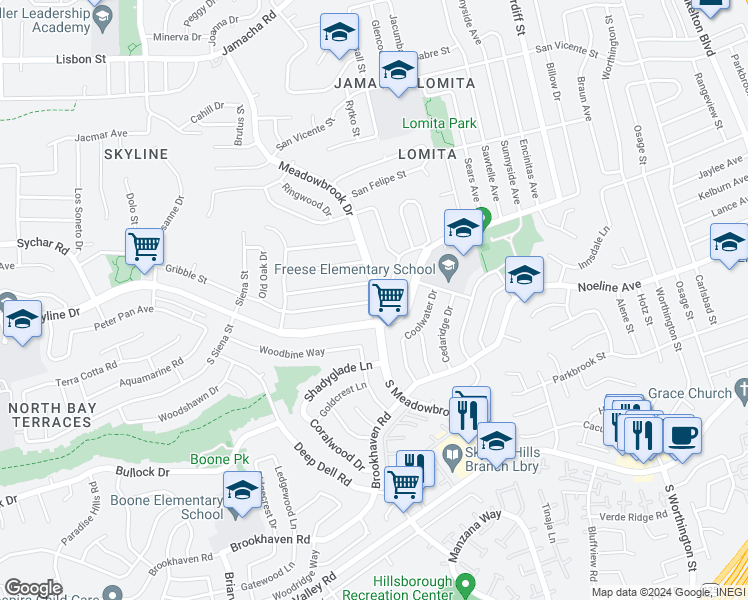 map of restaurants, bars, coffee shops, grocery stores, and more near 7883 Gribble Street in San Diego