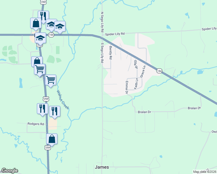 map of restaurants, bars, coffee shops, grocery stores, and more near 120 Majestic Lane in Diana
