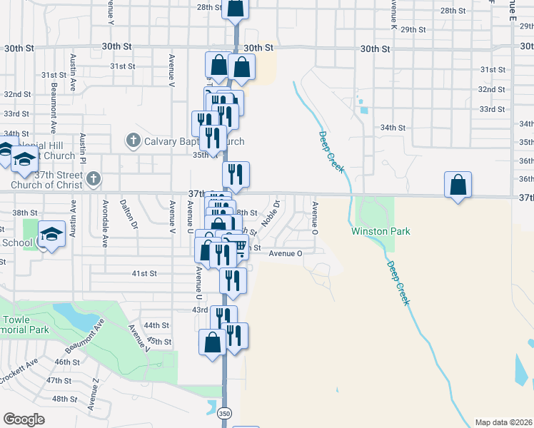 map of restaurants, bars, coffee shops, grocery stores, and more near 3801-3899 Noble Drive in Snyder