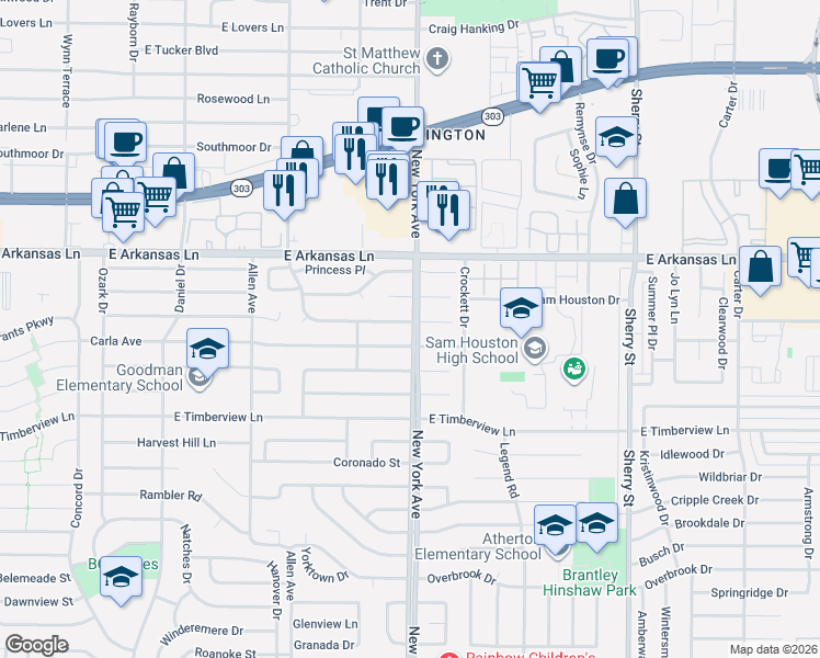 map of restaurants, bars, coffee shops, grocery stores, and more near 1902 Queens East Court in Arlington