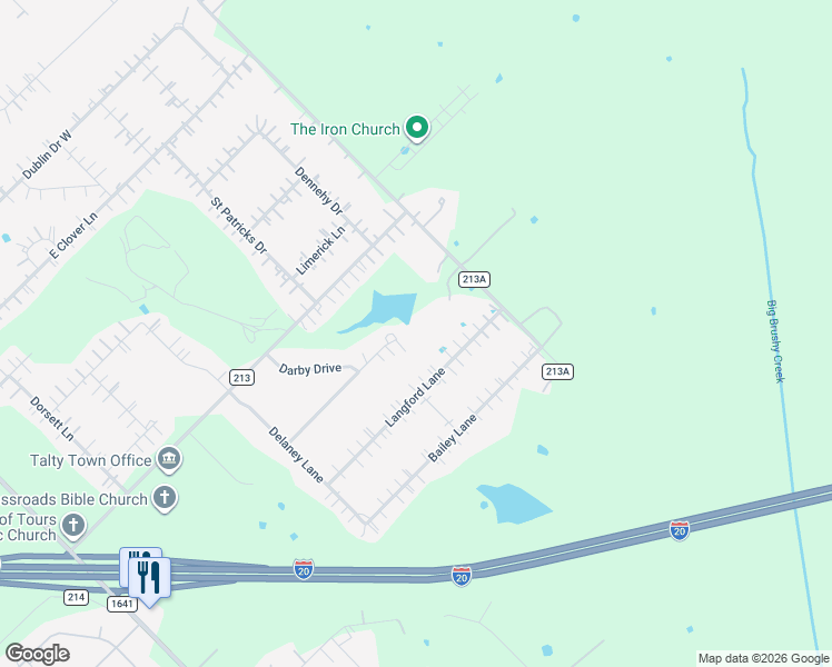 map of restaurants, bars, coffee shops, grocery stores, and more near 16286 O'Conner Avenue in Forney