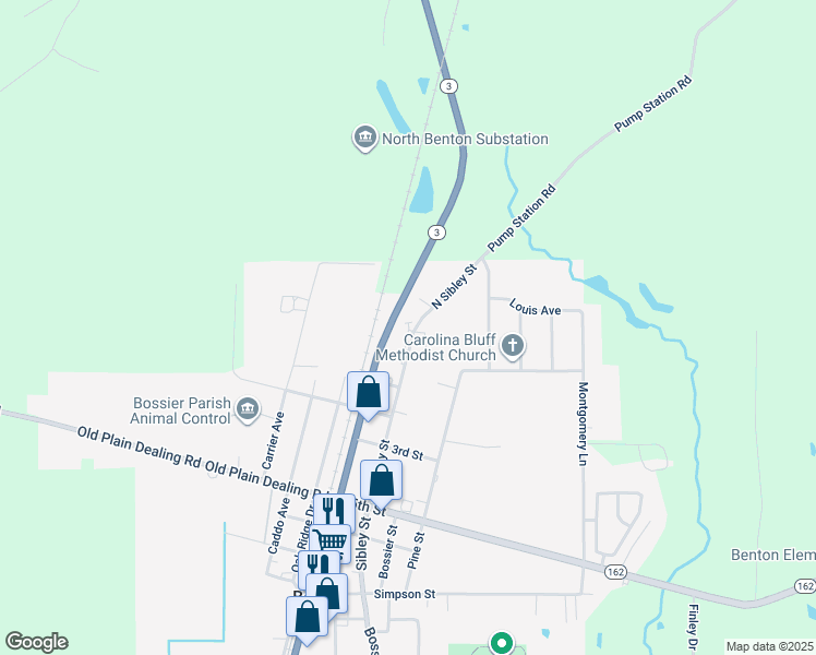 map of restaurants, bars, coffee shops, grocery stores, and more near 425 North Sibley Street in Benton