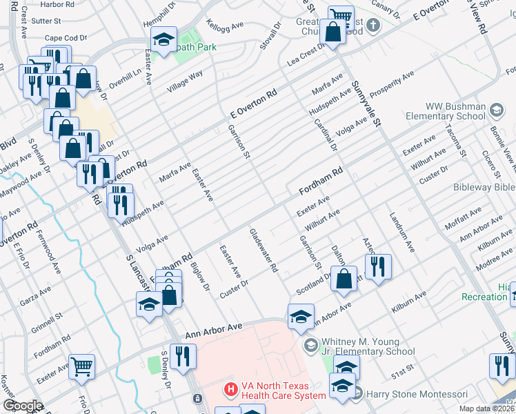 map of restaurants, bars, coffee shops, grocery stores, and more near 4003 Garrison Avenue in Dallas
