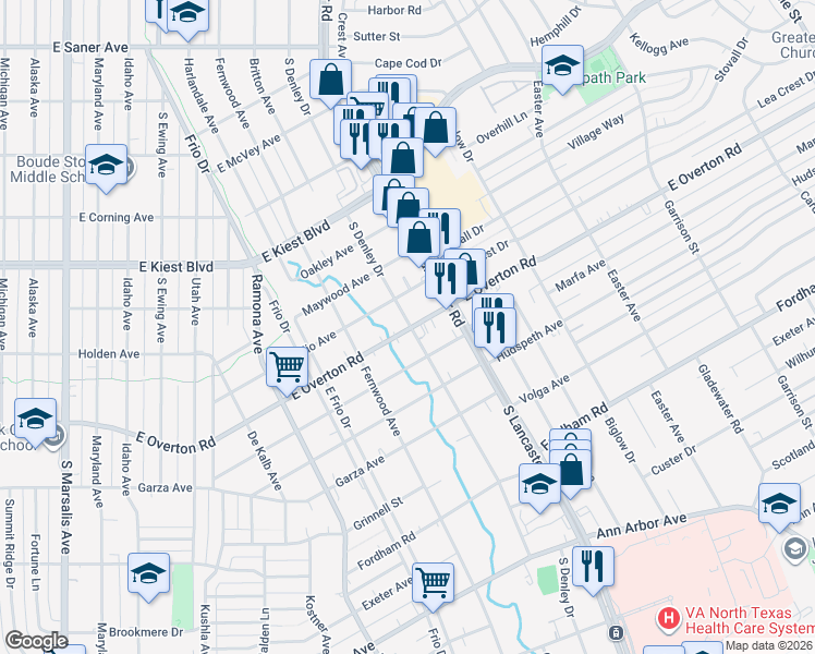 map of restaurants, bars, coffee shops, grocery stores, and more near 1706 Presidio Avenue in Dallas