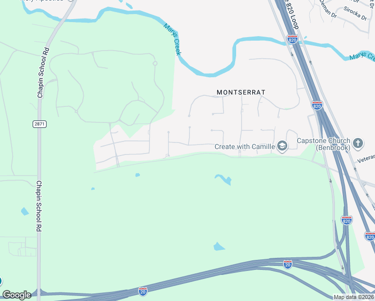 map of restaurants, bars, coffee shops, grocery stores, and more near 4700 Benavente Court in Fort Worth