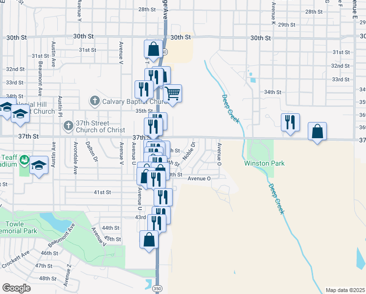 map of restaurants, bars, coffee shops, grocery stores, and more near 1734-1816 37th Street in Snyder