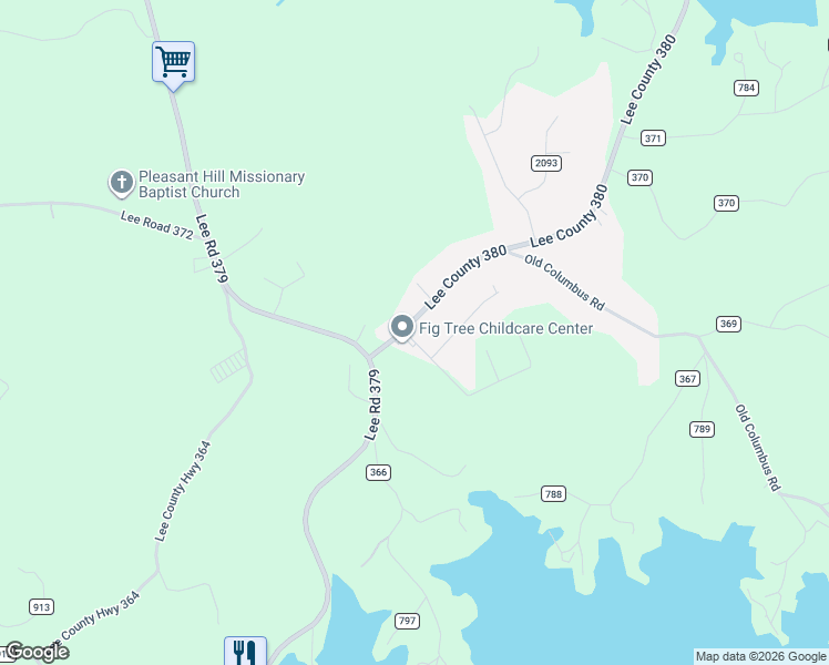 map of restaurants, bars, coffee shops, grocery stores, and more near 120 Lee Road 380 in Valley