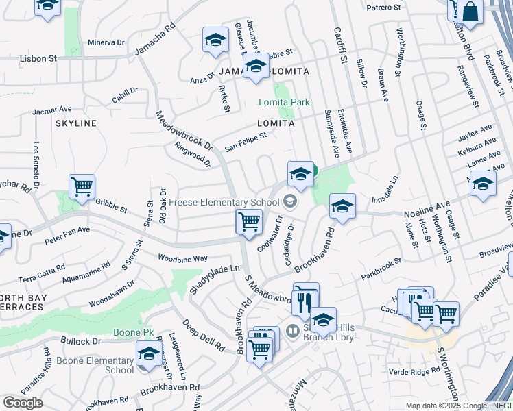 map of restaurants, bars, coffee shops, grocery stores, and more near 8017 Gribble Street in San Diego