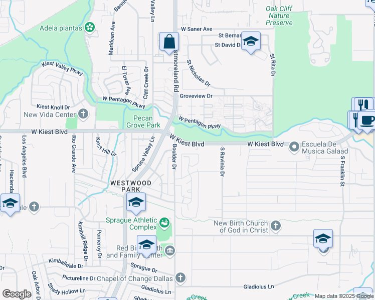 map of restaurants, bars, coffee shops, grocery stores, and more near in Dallas