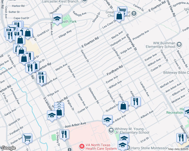 map of restaurants, bars, coffee shops, grocery stores, and more near 4003 Garrison Avenue in Dallas