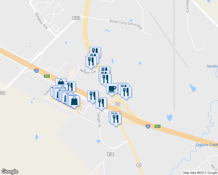 map of restaurants, bars, coffee shops, grocery stores, and more near 1612 Highway 34 in Terrell