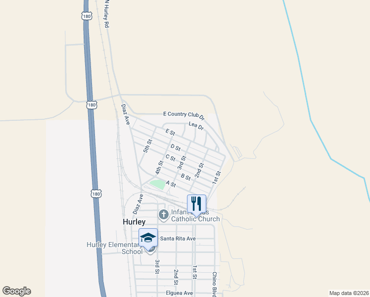 map of restaurants, bars, coffee shops, grocery stores, and more near 211 D Street in Hurley