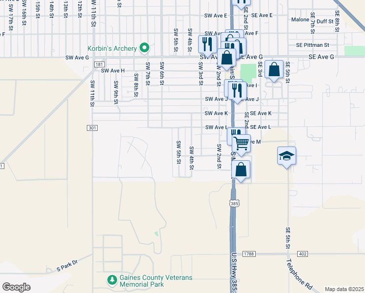 map of restaurants, bars, coffee shops, grocery stores, and more near 1303 Southwest 5th Street in Seminole