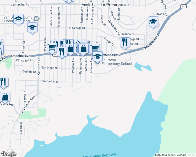 map of restaurants, bars, coffee shops, grocery stores, and more near 409 Pesca Court in Spring Valley