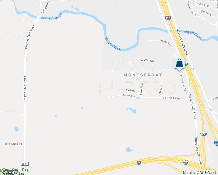 map of restaurants, bars, coffee shops, grocery stores, and more near 4700 Benavente Court in Fort Worth