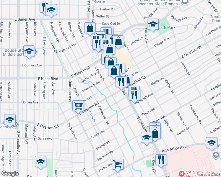 map of restaurants, bars, coffee shops, grocery stores, and more near 1706 Presidio Avenue in Dallas