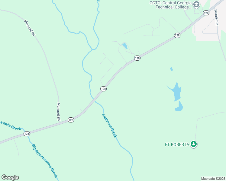 map of restaurants, bars, coffee shops, grocery stores, and more near 1635 Georgia 128 in Roberta