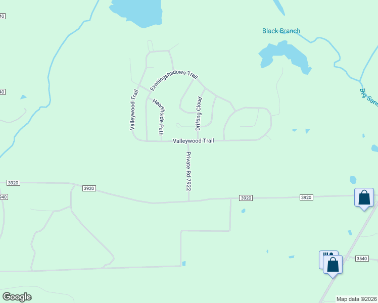 map of restaurants, bars, coffee shops, grocery stores, and more near 1582 Valleywood Trail in Holly Lake Ranch