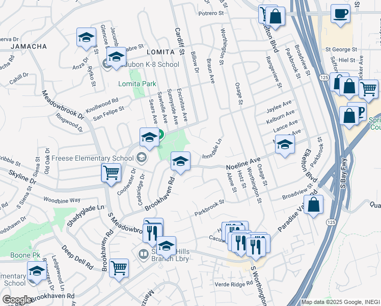 map of restaurants, bars, coffee shops, grocery stores, and more near 8441 Innsdale Lane in San Diego