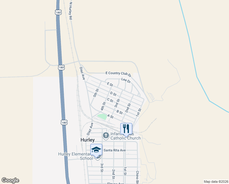 map of restaurants, bars, coffee shops, grocery stores, and more near 211 D Street in Hurley