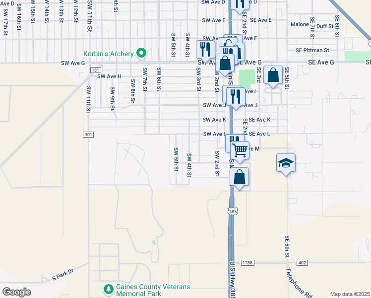 map of restaurants, bars, coffee shops, grocery stores, and more near 1303 Southwest 5th Street in Seminole