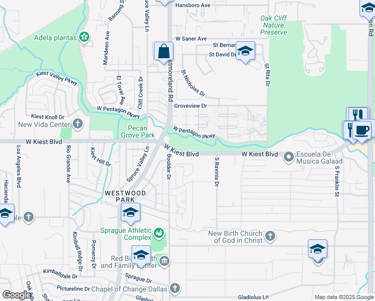 map of restaurants, bars, coffee shops, grocery stores, and more near in Dallas